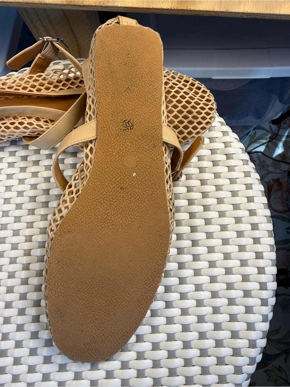Women's Tan Mesh Mary Jane Flats - Picture 6 of 12